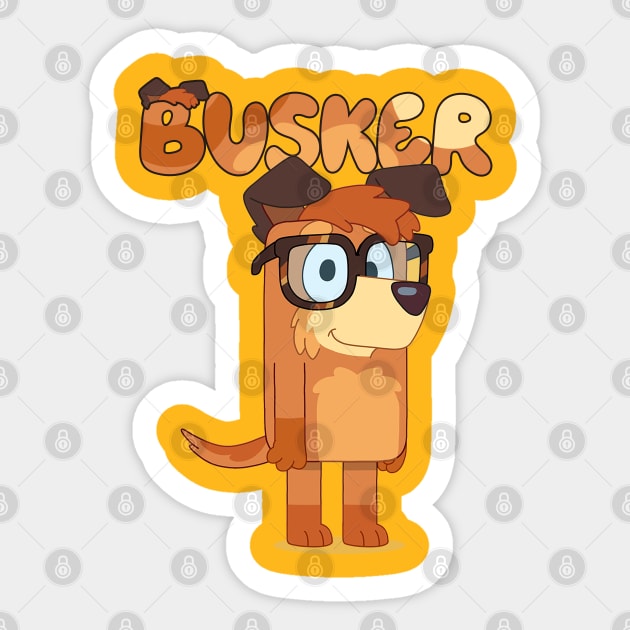 The Busker dog Sticker by KOMIKRUKII